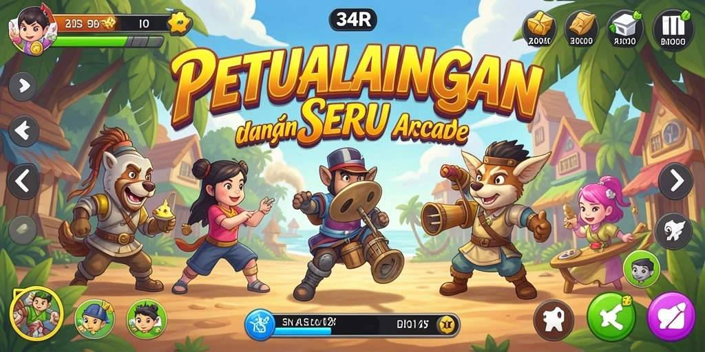 Tampilan gameplay yang seru dan penuh aksi dalam 34R.