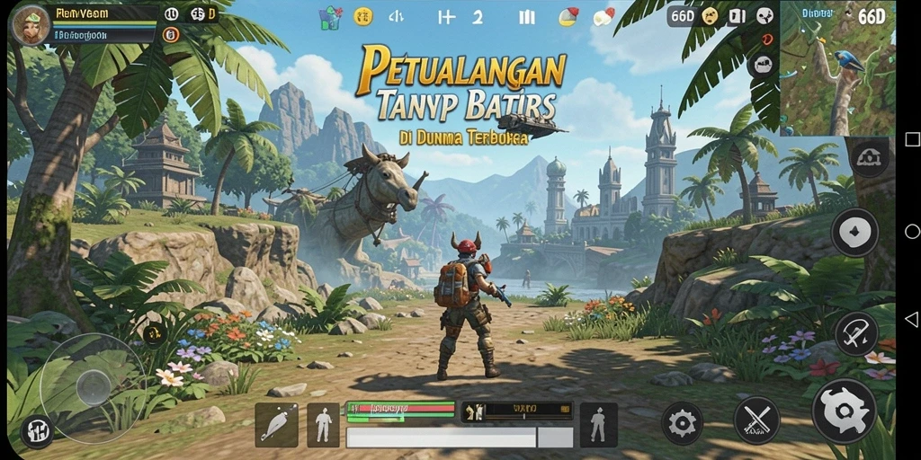 Tangkapan layar utama 66D menampilkan gameplay dunia terbuka yang mendebarkan.