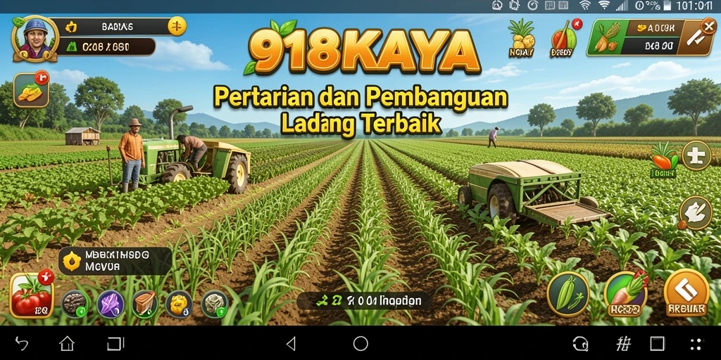 Tampilan gameplay dari 918KAYA menunjukkan aktivitas pertanian yang menarik.