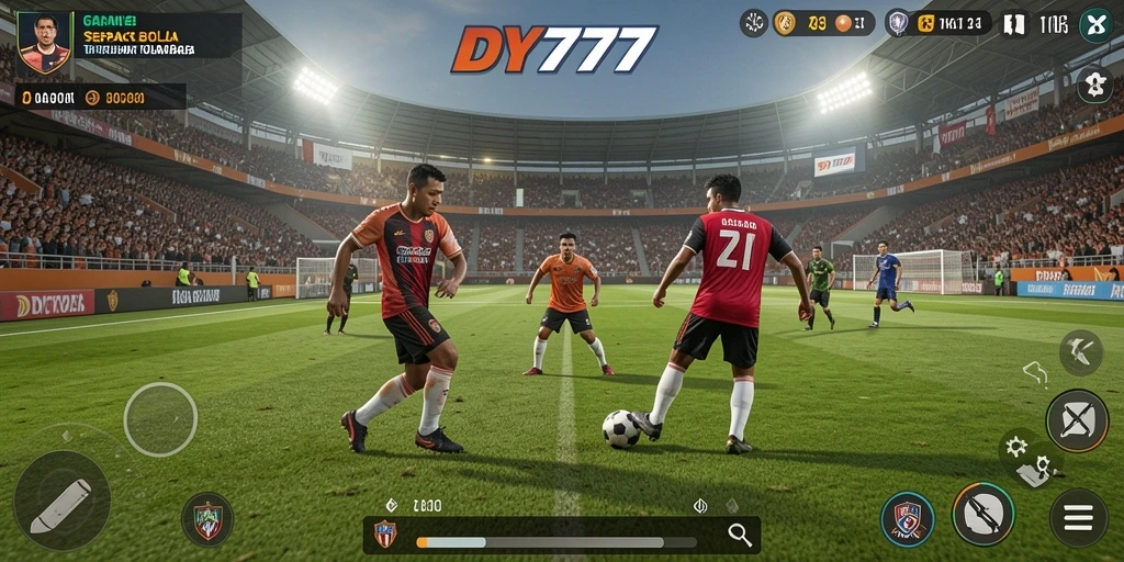 Tampilan menyerupai lapangan sepak bola nyata di DY777.