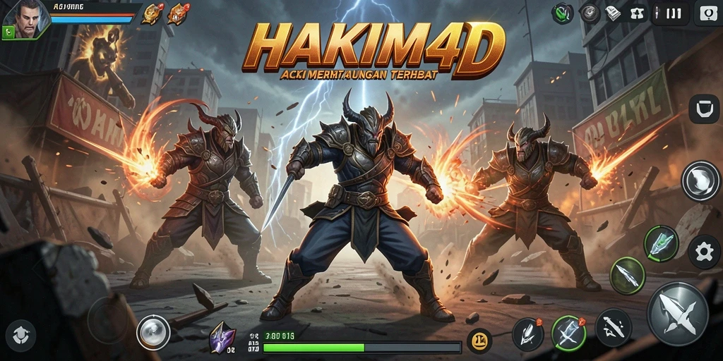 Gameplay seru HAKIM4D dengan pertarungan yang intens.