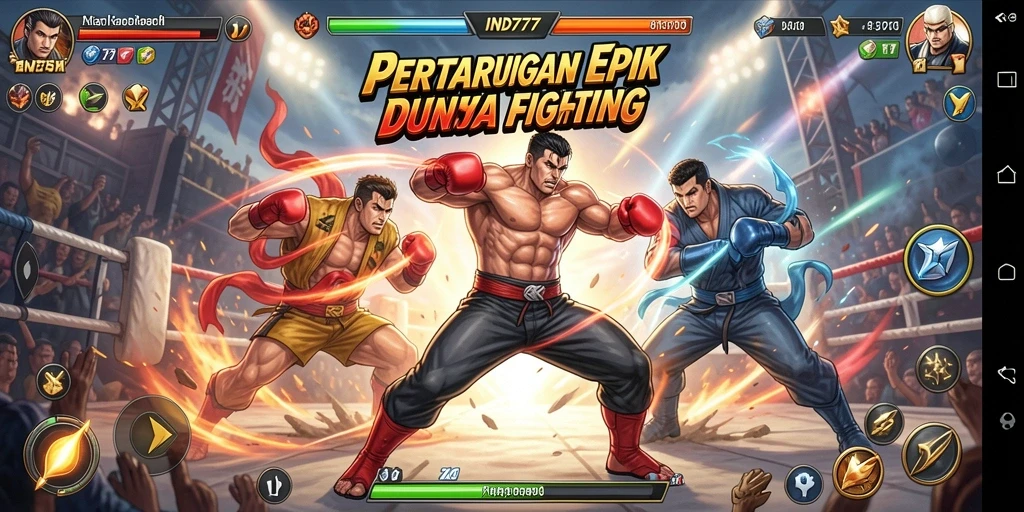 Screenshot gameplay IND777 menampilkan aksi pertarungan yang intens.
