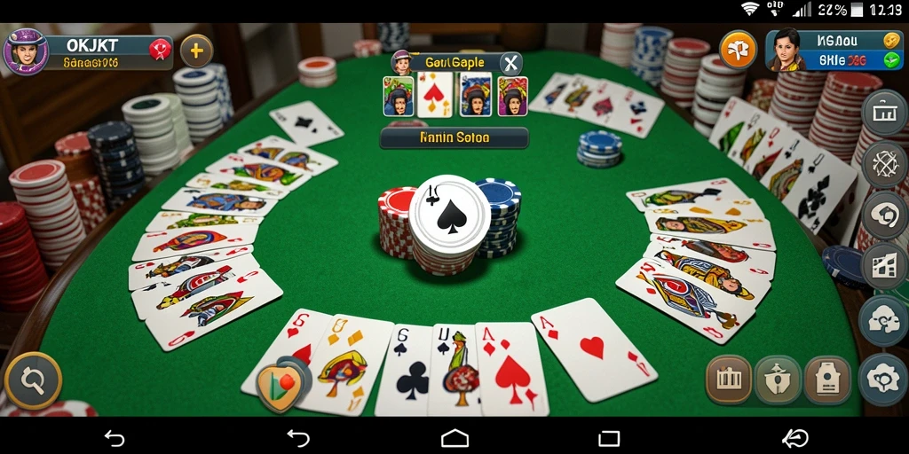 Tangkapan layar gameplay OKJKT yang menunjukkan keseruan bermain Gaple.