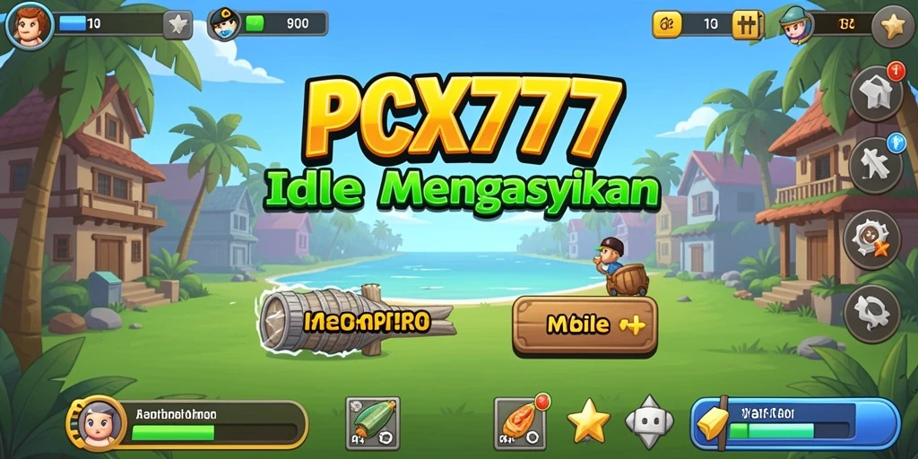Tampilan utama gameplay PCX777 menunjukkan karakter yang sedang berkembang dalam mode Idle.