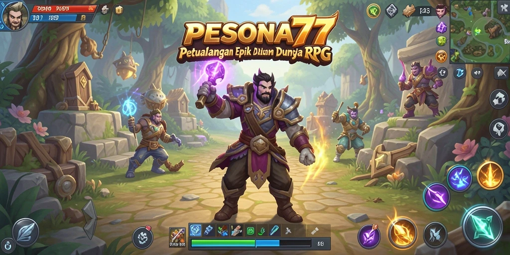 Screenshot menunjukkan karakter dalam pertempuran epik di PESONA77.