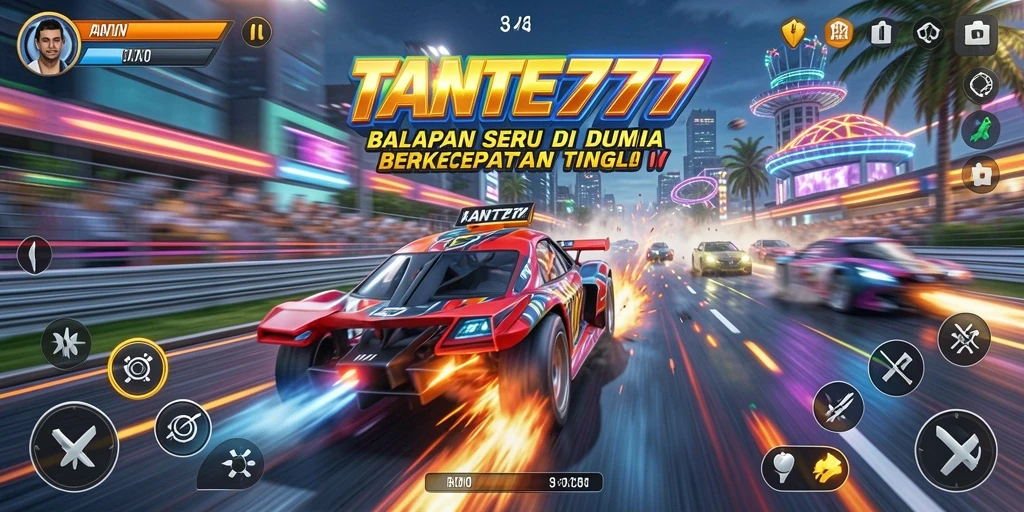 Screenshot <strong>TANTE777</strong> menampilkan aksi balapan yang mendebarkan di jalur cepat.
